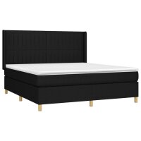 vidaXL Boxspringbett mit Matratze &amp; LED Schwarz 180x200 cm Stoff