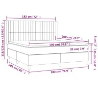 vidaXL Boxspringbett mit Matratze &amp; LED Schwarz 180x200 cm Stoff