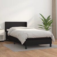 vidaXL Boxspringbett mit Matratze Schwarz 80x200 cm Kunstleder