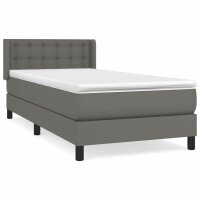 WOWONA Boxspringbett mit Matratze Grau 80x200 cm Kunstleder