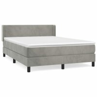 WOWONA Boxspringbett mit Matratze Hellgrau 140x200 cm Samt