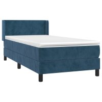 vidaXL Boxspringbett mit Matratze Dunkelblau 100x200 cm Samt