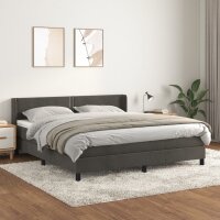 vidaXL Boxspringbett mit Matratze Dunkelgrau 160x200 cm Samt