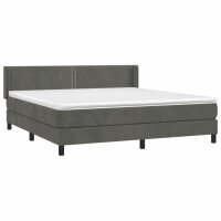 vidaXL Boxspringbett mit Matratze Dunkelgrau 160x200 cm Samt