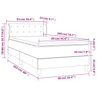 vidaXL Boxspringbett mit Matratze Dunkelgrau 90x200 cm Samt