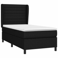 vidaXL Boxspringbett mit Matratze Schwarz 90x200 cm Stoff