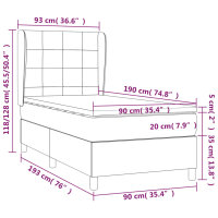 vidaXL Boxspringbett mit Matratze Dunkelbraun 90x190 cm Stoff