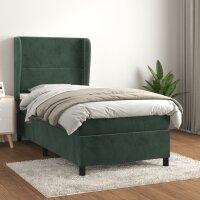 vidaXL Boxspringbett mit Matratze Dunkelgr&uuml;n 100x200 cm Samt