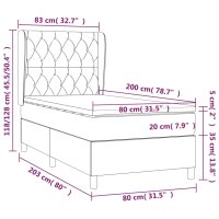 WOWONA Boxspringbett mit Matratze Dunkelgrau 80x200 cm Samt