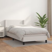 vidaXL Boxspringbett mit Matratze Wei&szlig; 80x200 cm Kunstleder