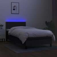 vidaXL Boxspringbett mit Matratze &amp; LED Schwarz 100x200 cm Stoff