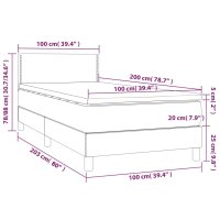 vidaXL Boxspringbett mit Matratze &amp; LED Schwarz 100x200 cm Stoff