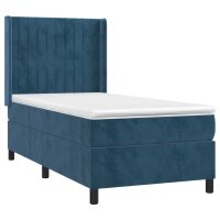 vidaXL Boxspringbett mit Matratze &amp; LED Dunkelblau 90x190 cm Samt