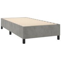 vidaXL Boxspringbett mit Matratze &amp; LED Hellgrau 90x200 cm Samt