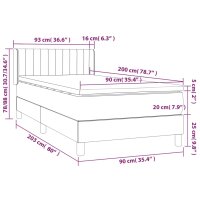 vidaXL Boxspringbett mit Matratze Dunkelblau 90x200 cm Samt