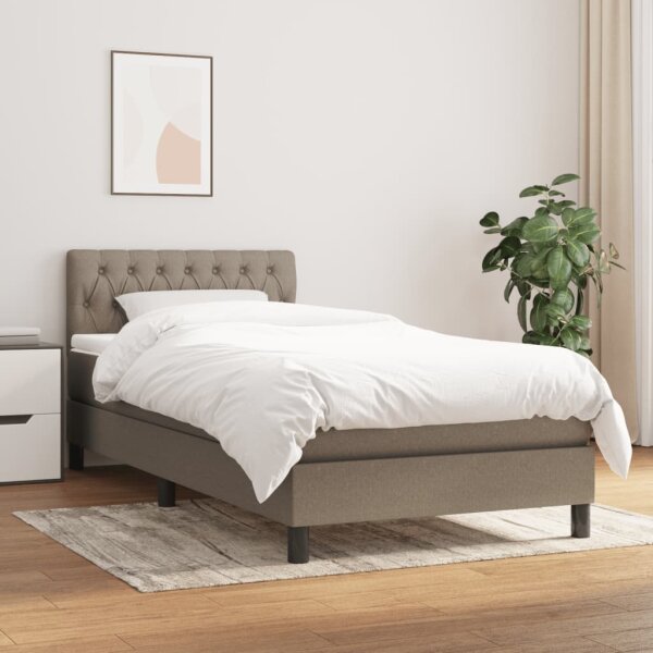 vidaXL Boxspringbett mit Matratze Taupe 100x200 cm Stoff