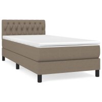 vidaXL Boxspringbett mit Matratze Taupe 100x200 cm Stoff