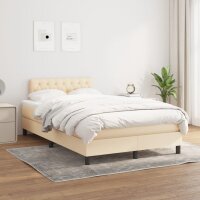 vidaXL Boxspringbett mit Matratze Creme 120x200 cm Stoff