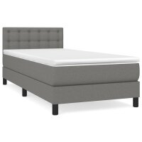 vidaXL Boxspringbett mit Matratze Dunkelgrau 90x190 cm Stoff