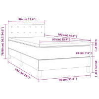 vidaXL Boxspringbett mit Matratze Dunkelgrau 90x190 cm Stoff