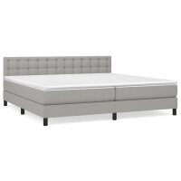 vidaXL Boxspringbett mit Matratze Hellgrau 200x200 cm Stoff