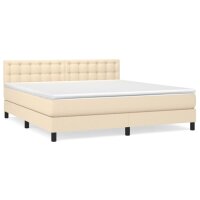 WOWONA Boxspringbett mit Matratze Creme 180x200 cm Stoff