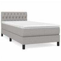 vidaXL Boxspringbett mit Matratze Hellgrau 100x200 cm Stoff