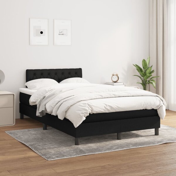 vidaXL Boxspringbett mit Matratze Schwarz 120x200 cm Stoff