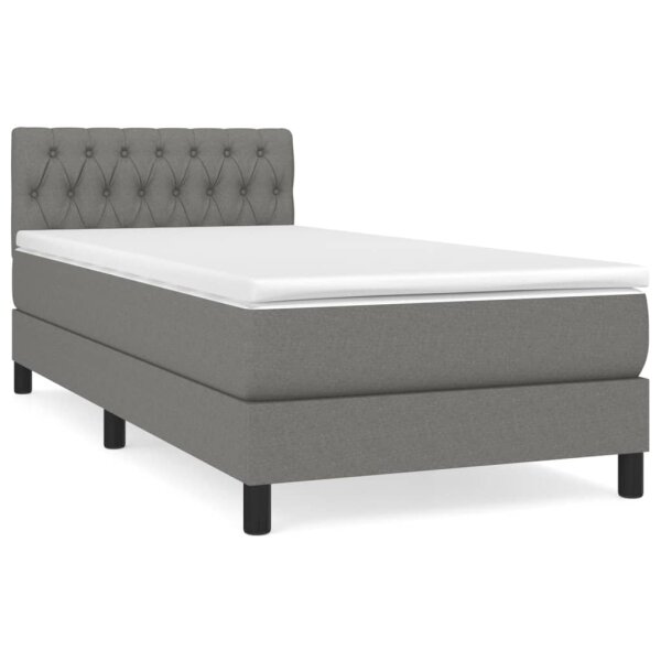 vidaXL Boxspringbett mit Matratze Dunkelgrau 100x200 cm Stoff