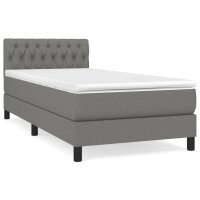 vidaXL Boxspringbett mit Matratze Dunkelgrau 100x200 cm Stoff