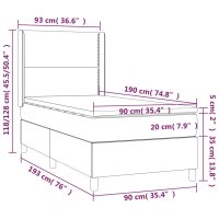 vidaXL Boxspringbett mit Matratze Dunkelbraun 90x190 cm Stoff