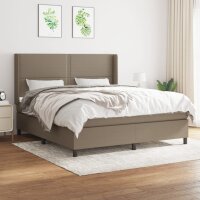 vidaXL Boxspringbett mit Matratze Taupe 180x200 cm Stoff