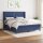 vidaXL Boxspringbett mit Matratze Blau 180x200 cm Stoff