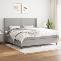 vidaXL Boxspringbett mit Matratze Hellgrau 200x200 cm Stoff