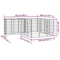 vidaXL 18-tlg. Hundelaufstall Schwarz 50x100cm Stahl Pulverbeschichtet