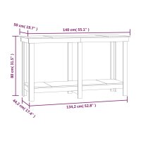 vidaXL Werkbank Grau 140x50x80 cm Massivholz Kiefer