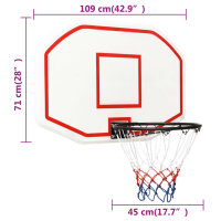 vidaXL Basketballkorb Wei&szlig; 109x71x3 cm Polyethylen