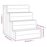 vidaXL Haustiertreppe Grau 40x49x47 cm Massivholz Kiefer