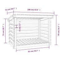 vidaXL Kaminholzregal Grau 108x73x79 cm Massivholz Kiefer