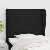 vidaXL Kopfteil mit Ohren Schwarz 103x23x118/128 cm Stoff