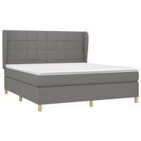 vidaXL Boxspringbett mit Matratze Dunkelgrau 180x200 cm Stoff