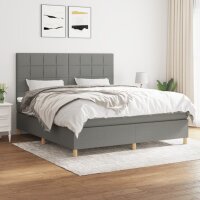 vidaXL Boxspringbett mit Matratze Dunkelgrau 180x200 cm Stoff