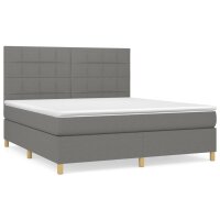 vidaXL Boxspringbett mit Matratze Dunkelgrau 180x200 cm Stoff