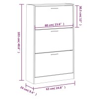 vidaXL Schuhschrank Wei&szlig; 63x24x103 cm Holzwerkstoff