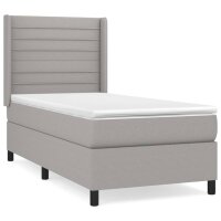 vidaXL Boxspringbett mit Matratze Hellgrau 100x200 cm Stoff