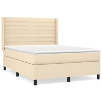 vidaXL Boxspringbett mit Matratze Creme 140x190 cm Stoff