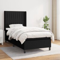 vidaXL Boxspringbett mit Matratze Schwarz 90x200 cm Stoff