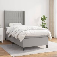 vidaXL Boxspringbett mit Matratze Hellgrau 100x200 cm Stoff