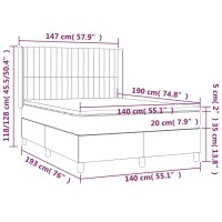 vidaXL Boxspringbett mit Matratze Blau 140x190 cm Stoff