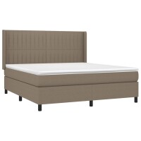 vidaXL Boxspringbett mit Matratze Taupe 180x200 cm Stoff